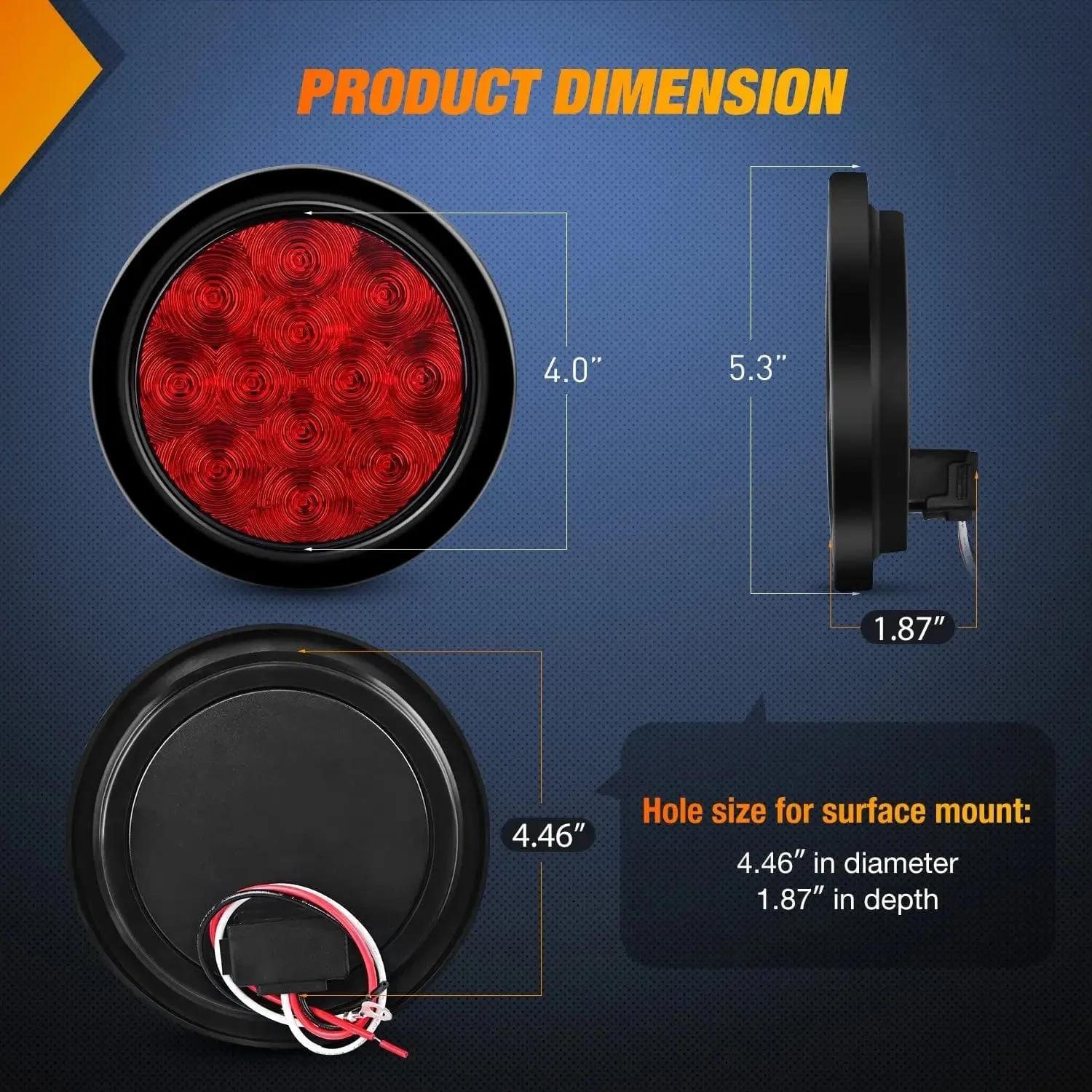 4 Inch Red Round 12Leds Tail Light (2 Pairs)