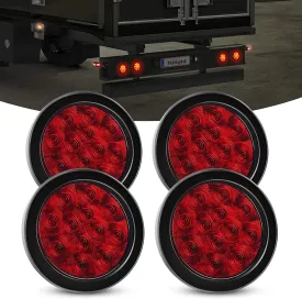 4 Inch Red Round 12Leds Tail Light (2 Pairs)