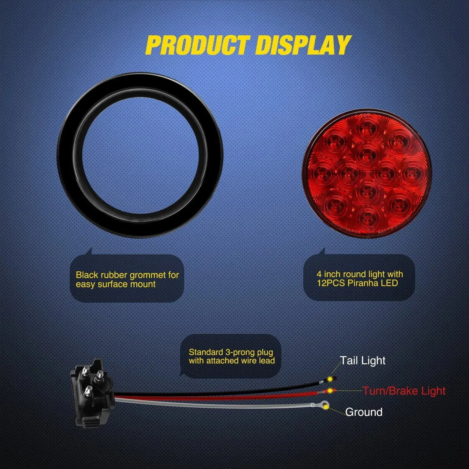 4 Inch Red Round 12Leds Tail Light (Pair)