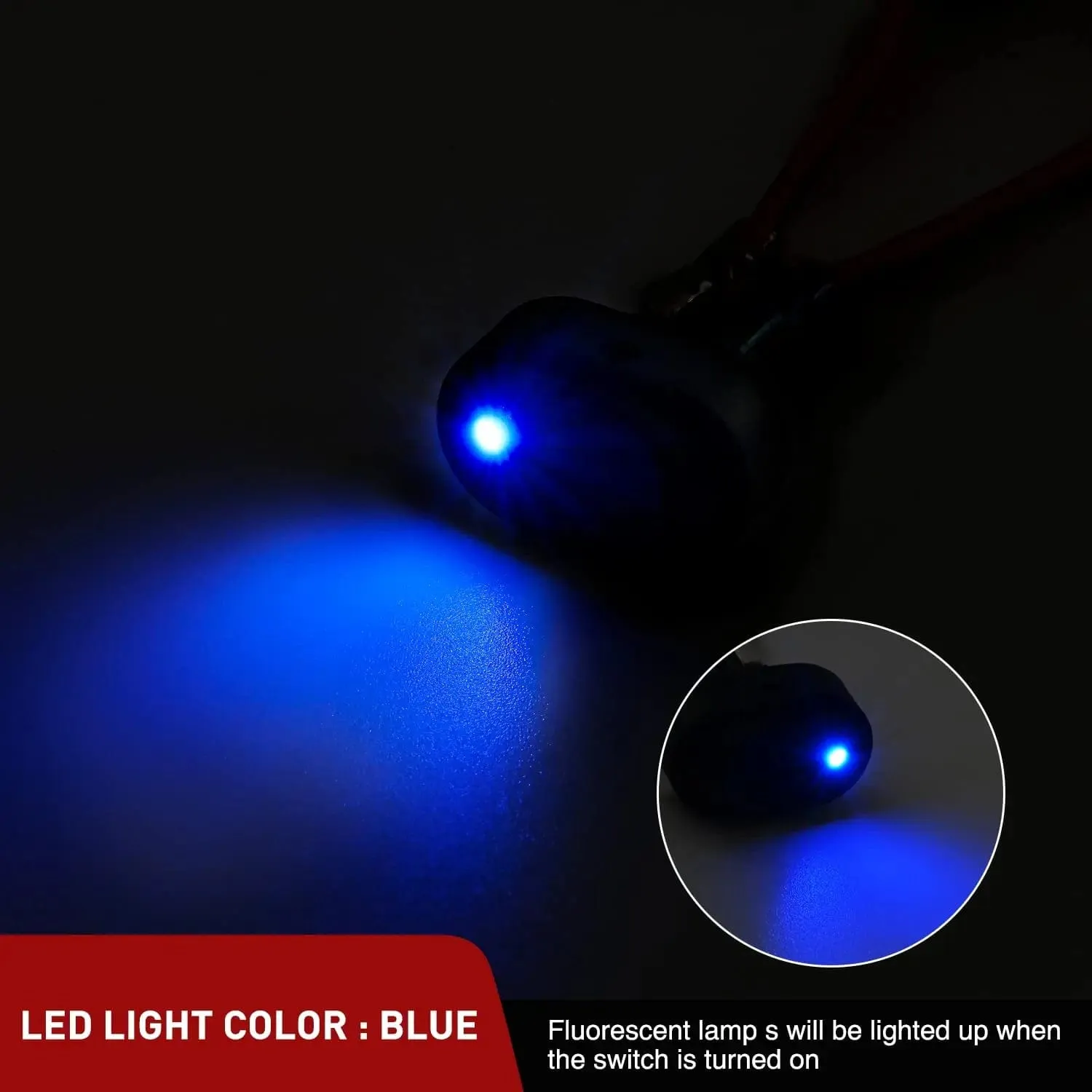 5Pcs 12V 30A Round Toggle LED Switch with Blue LED Indicator
