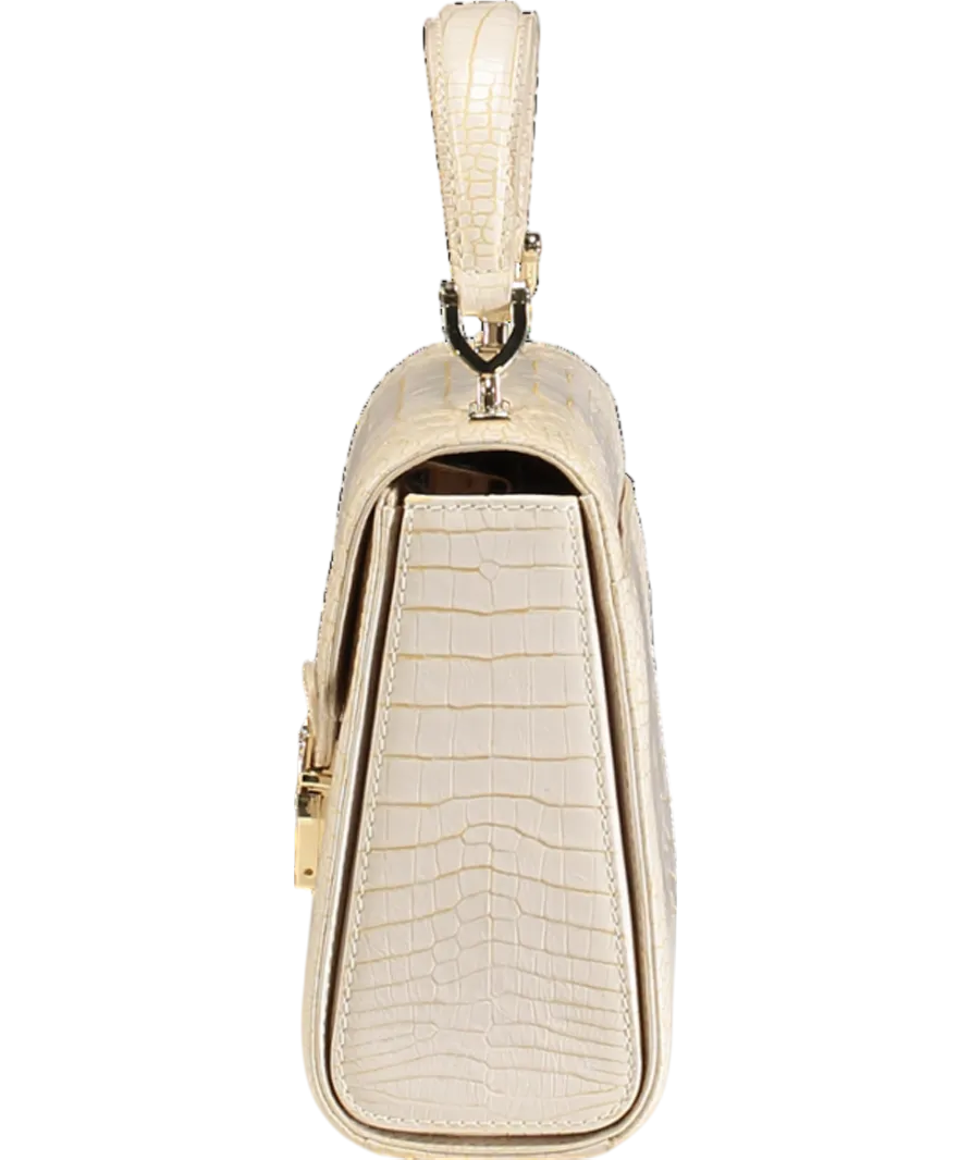 Aspinal Of London Cream Beige Leather Midi Mayfair Top Handle Bag