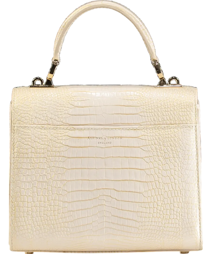 Aspinal Of London Cream Beige Leather Midi Mayfair Top Handle Bag