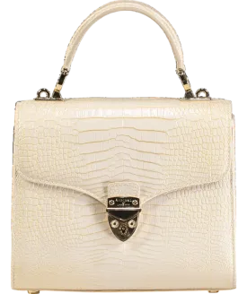 Aspinal Of London Cream Beige Leather Midi Mayfair Top Handle Bag
