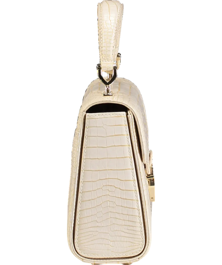Aspinal Of London Cream Beige Leather Midi Mayfair Top Handle Bag