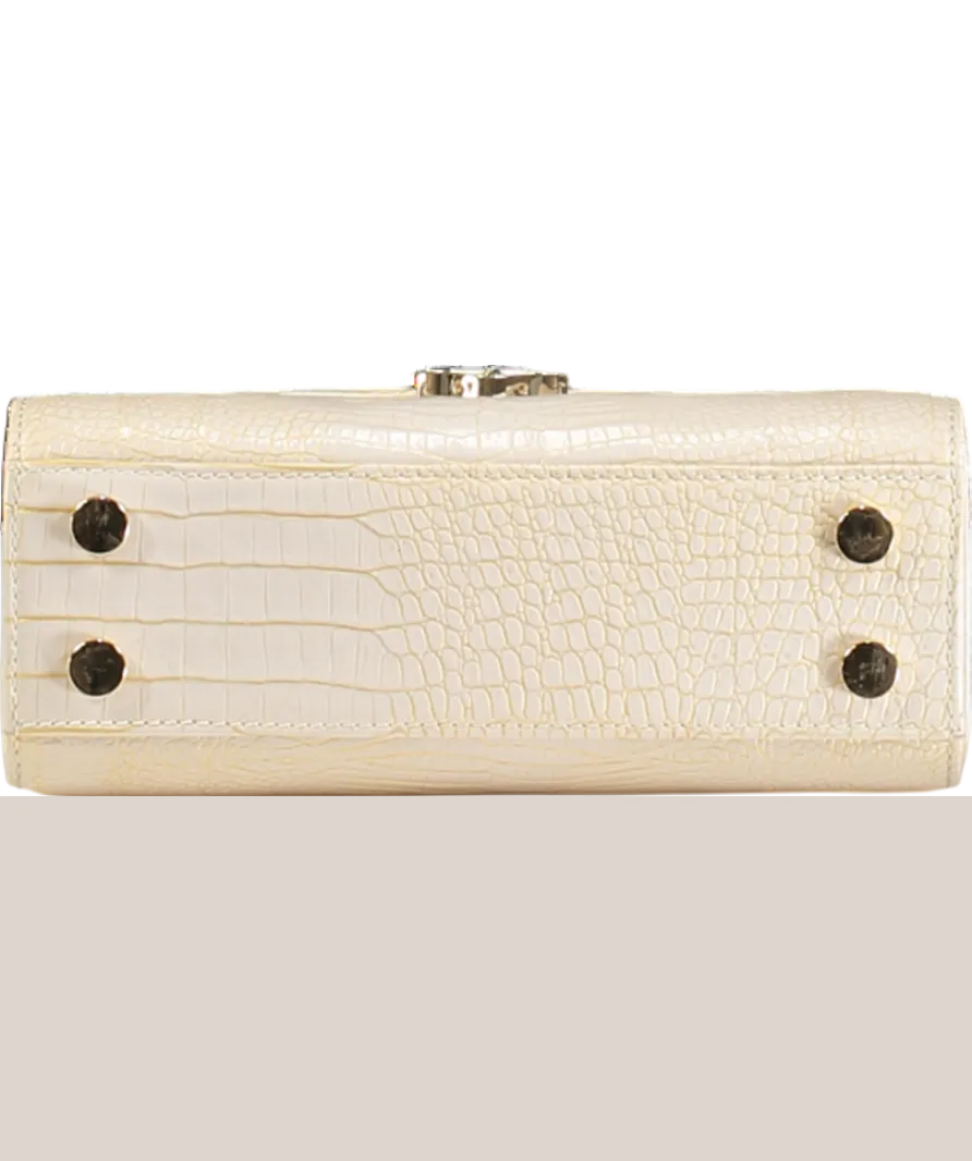 Aspinal Of London Cream Beige Leather Midi Mayfair Top Handle Bag