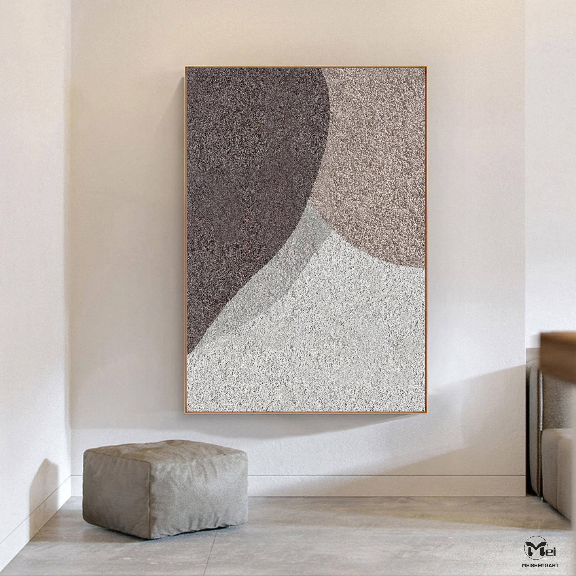Contemporary Oil Painting Beige Brown Abstract Painting For Living Room Ap108