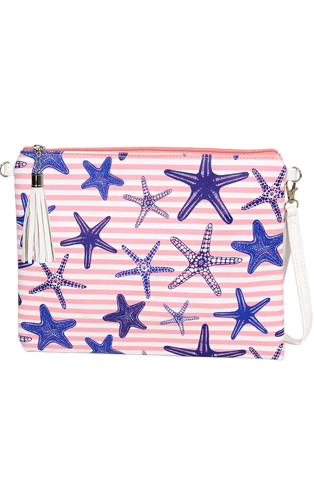 EAB9356 Pink Starfish Print Crossbody/Clutch (L)