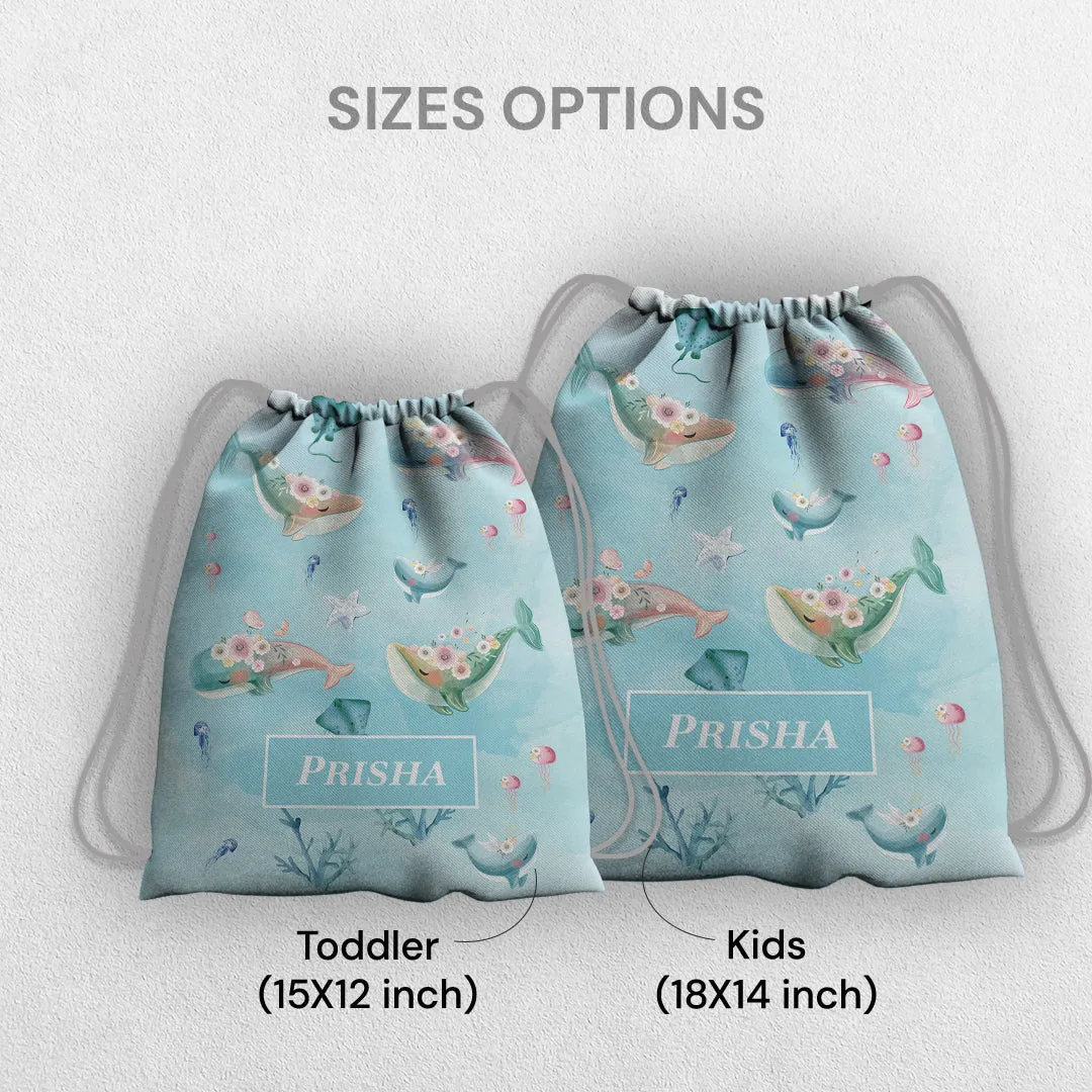 Floral Whales Drawstring Bag (kids)