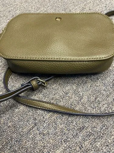 Nine West Faux Olive Leather shoulder Crossbody Purse Goldtone hardware Wristlet