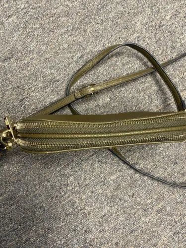 Nine West Faux Olive Leather shoulder Crossbody Purse Goldtone hardware Wristlet