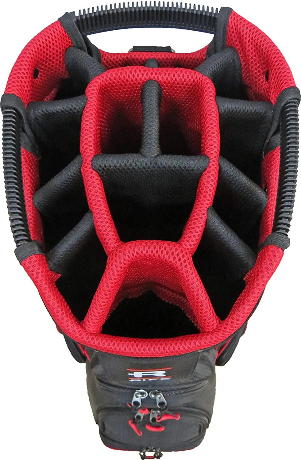 Rife Golf Premium Black Red Gray Cart Bag 10 inch, 14-Way Friendly Separator Top