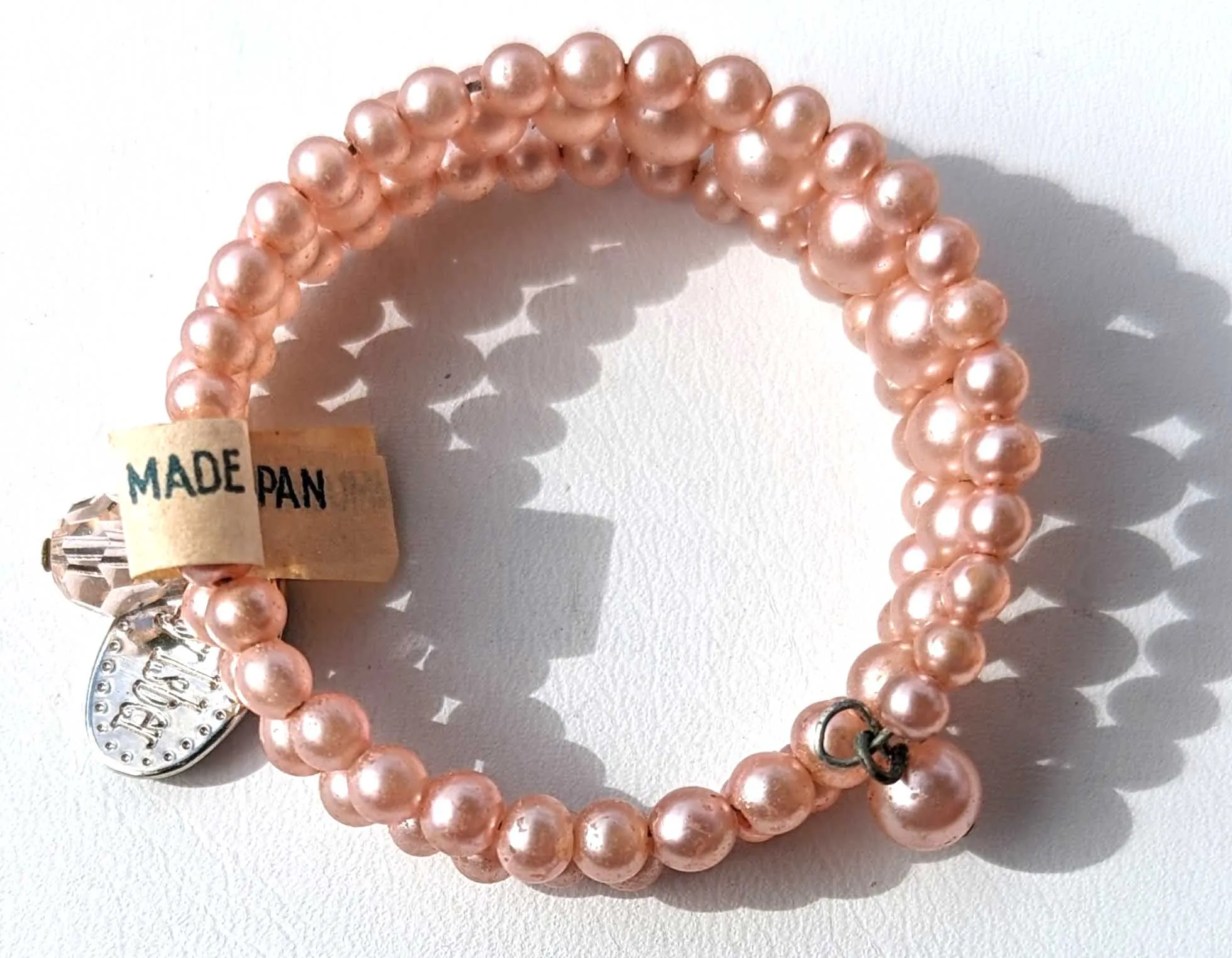 Sugar Baby Pale Pink Vintage Pearl Wrap Bracelet Gay Isber child size 1.5 inches across