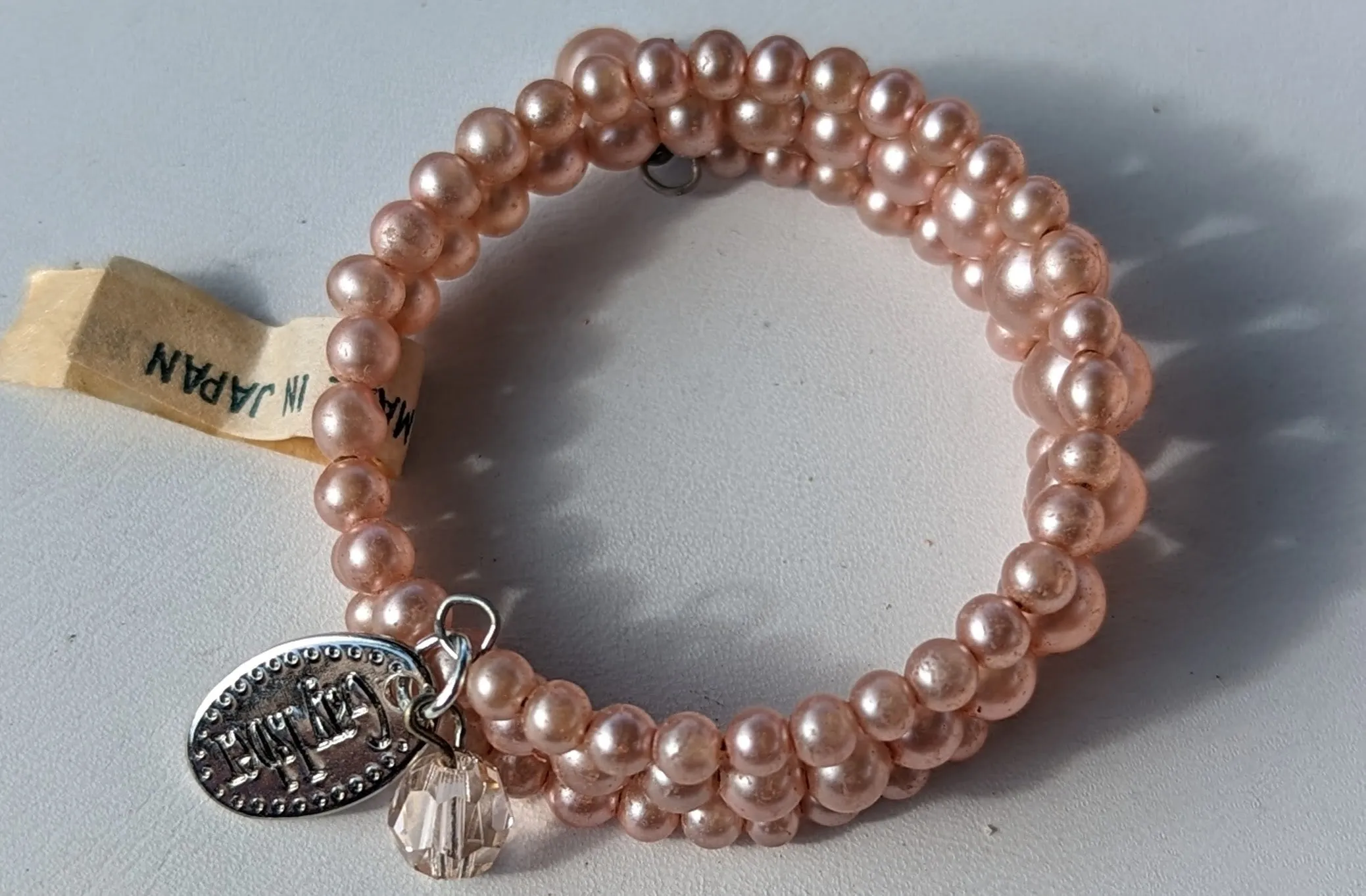 Sugar Baby Pale Pink Vintage Pearl Wrap Bracelet Gay Isber child size 1.5 inches across